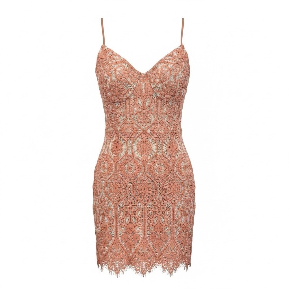 Express Lace Corset Mini Dress Small Pink Tan Coquette/ Soft Girl Y2K Night Out